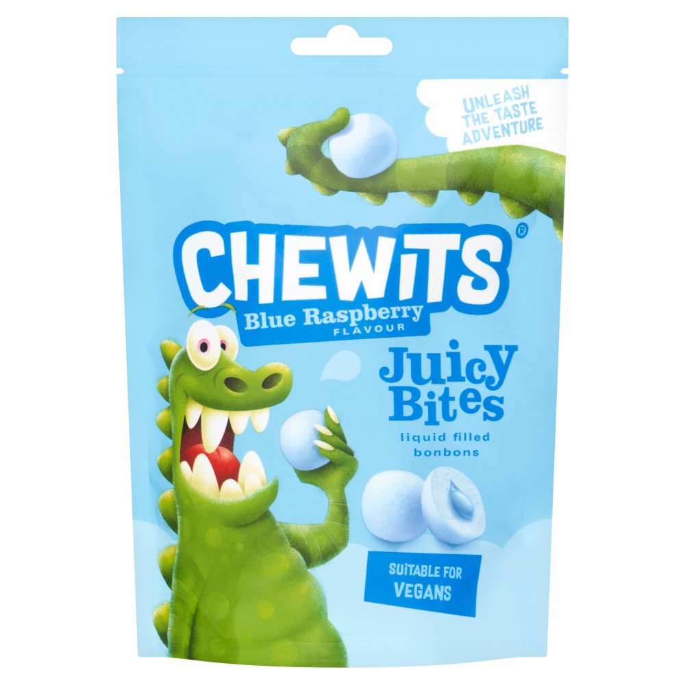 Chewits Blue Raspberry Flavour Juicy Bites 115g 21/10/25 Chewits Blue Raspberry Flavour Juicy Bites 115g 21/10/25